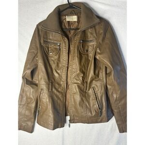 Blu Deise Faux Leather  Brown Jacket Size Small